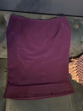 Women's Vintage Purple Pleated Hem Pencil Skirt